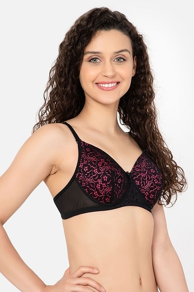 Buy Padded Non-Wired Full Cup Multiway Bra in Lilac - Lace Online