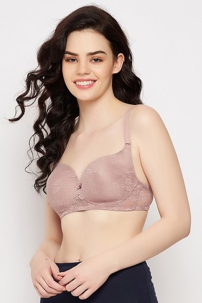 Buy Padded Non-Wired Full Cup Multiway Bra in Mauve - Lace Online India,  Best Prices, COD - Clovia - BR1000F15