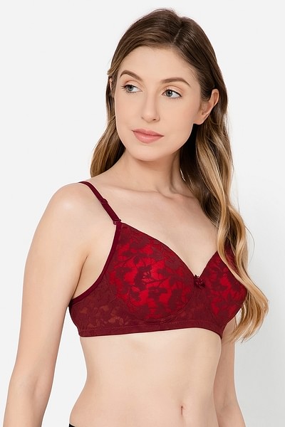 Buy Padded Non-Wired Full Cup Multiway Bra in Maroon - Lace Online India,  Best Prices, COD - Clovia - BR1000S09