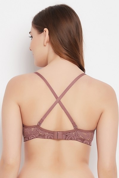 Buy Padded Non-Wired Full Cup Multiway Bra in Mauve - Lace Online India, Best  Prices, COD - Clovia - BR1000F15