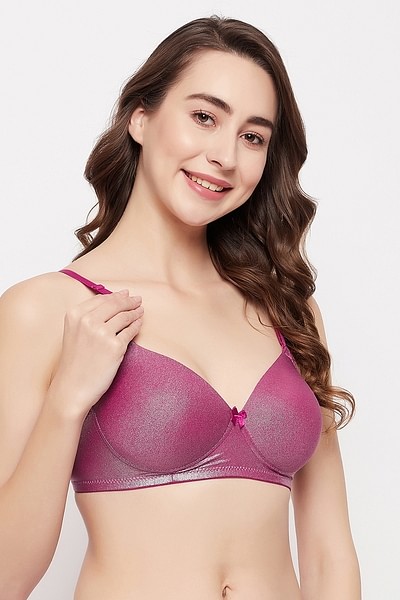 Buy Padded Non-Wired Full Cup T-shirt Bra in Hot Pink Online India