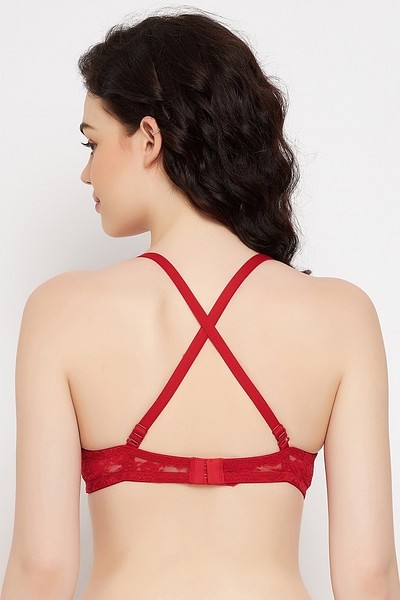Buy Padded Non-Wired Full Coverage Longline Multiway Bridal Bralette in Red  - Lace Online India, Best Prices, COD - Clovia - BR1889P04