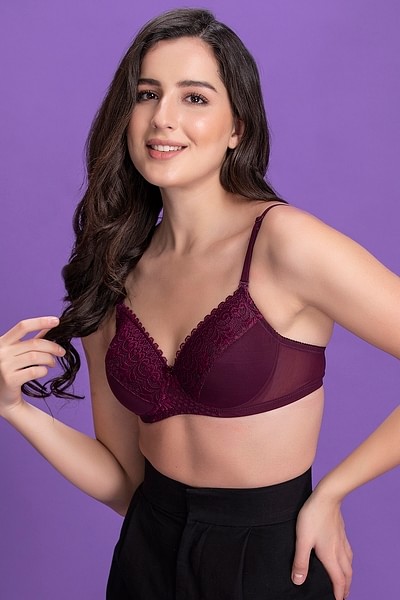 Buy Padded Non-Wired Full Cup Multiway Bridal Bra in Dark Purple
