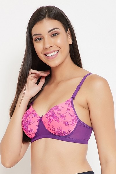 Buy Padded Non-Wired Full Cup Floral Print Multiway T-Shirt Bra in Pink  Online India, Best Prices, COD - Clovia - BR1866T14