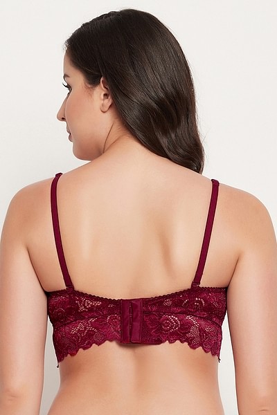 Buy Non-Padded Non-Wired Full Cup Bralette in Maroon - Lace Online India,  Best Prices, COD - Clovia - BR2133P09