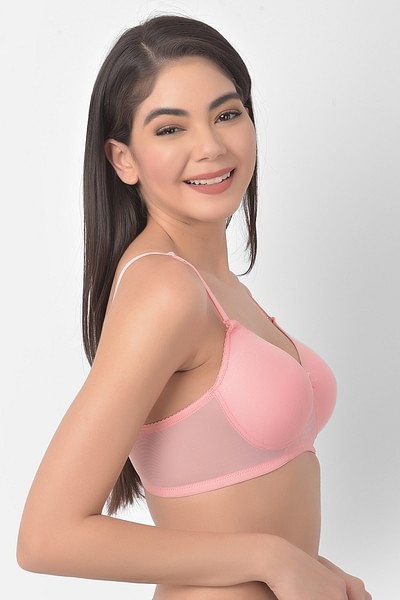 Clovia Padded Non-Wired Full Cup Floral Print Multiway T-shirt Bra in Baby  Pink - Cotton