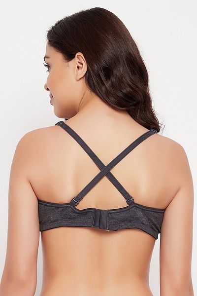 Buy Lightly Padded Non-Wired Full Cup Multiway T-shirt Bra in Grey Melange  - Cotton Rich Online India, Best Prices, COD - Clovia - BR1662A05