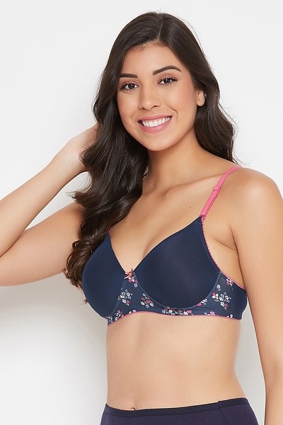 Buy Padded Non-Wired Full Cup Multiway T-shirt Bra in Navy - Cotton Online  India, Best Prices, COD - Clovia - BR2226P08