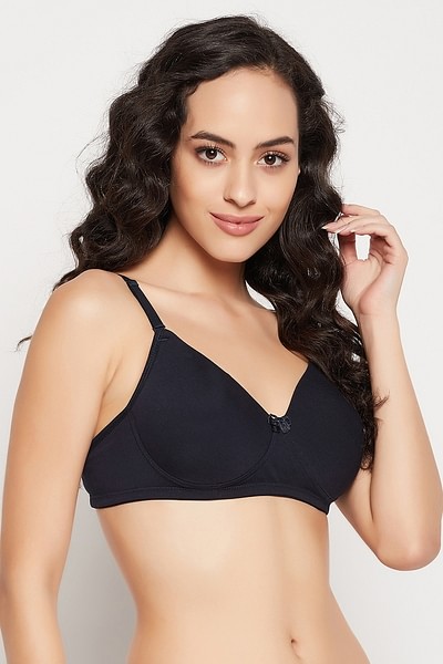 Clovia Padded Non-Wired Full Cup Multiway T-shirt Bra in Navy Blue - Cotton  Rich 
