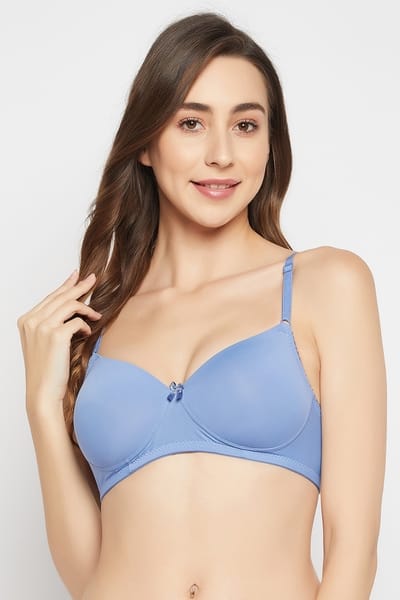 Clovia Padded Non-Wired Full Cup T-shirt Bra in Powder Blue