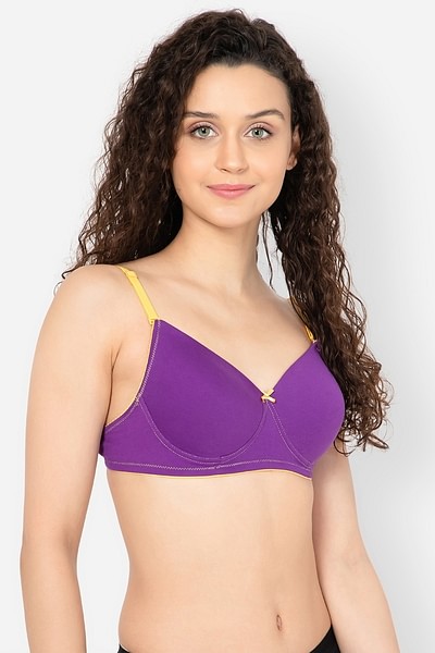 Buy Padded Non-Wired Full Cup Multiway T-shirt Bra in Purple - Cotton Rich  Online India, Best Prices, COD - Clovia - BR1279U15