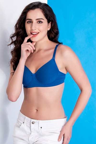Buy Non-Padded Non-Wired Demi Cup T-shirt Bra in Royal Blue
