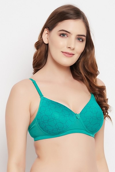 Buy Padded Non-Wired Full Cup Printed Multiway T-shirt Bra in Teal Green  Online India, Best Prices, COD - Clovia - BR1866V36