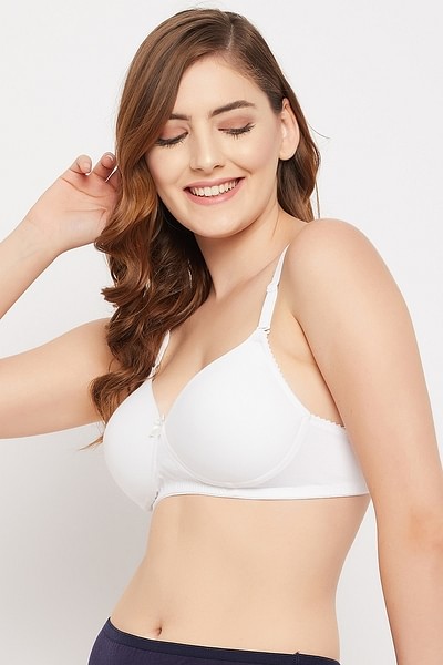 Clovia Padded Non-Wired Full Cup T-shirt Bra in White 