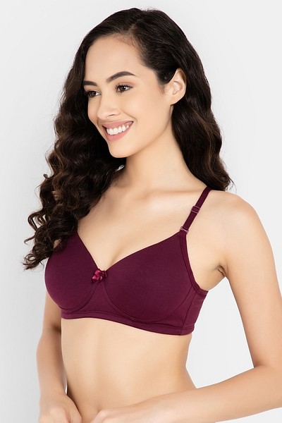 Buy Padded Non-Wired Full Cup Multiway T-shirt Bra in Wine Colour - Cotton Online  India, Best Prices, COD - Clovia - BR1049X15