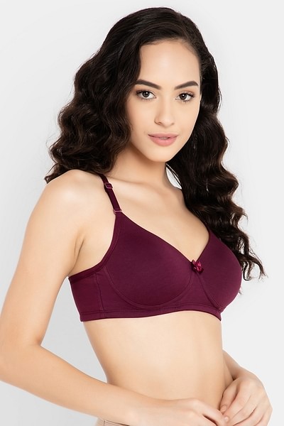 Buy Padded Non-Wired Full Cup Multiway T-shirt Bra in Wine Colour - Cotton  Online India, Best Prices, COD - Clovia - BR1049X15