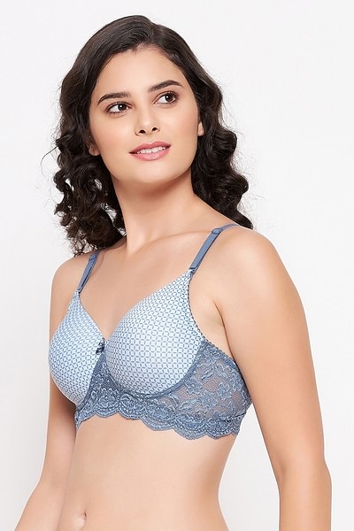 Clovia Clovia Padded Non-Wired Full Cup T-shirt Bra in Light Grey