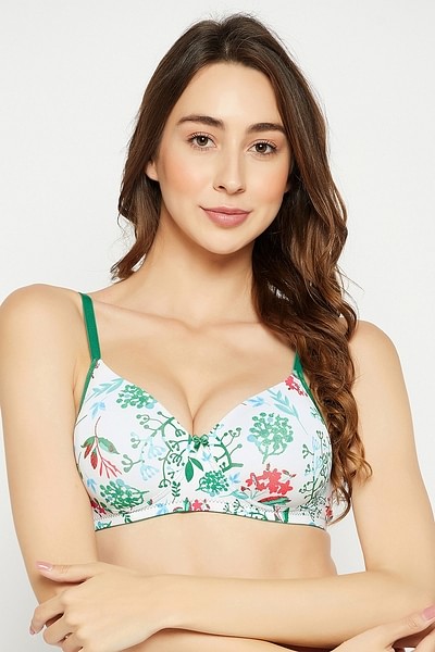 Clovia Padded Non-Wired Floral Print Multiway T-Shirt Bra