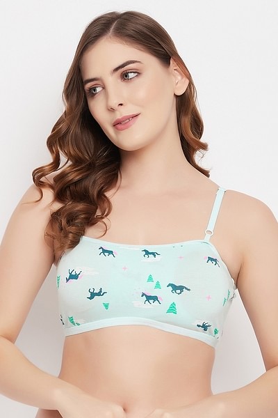 Buy Padded Non-Wired Full Cup Printed Teen Bra in Baby Blue - Cotton Online  India, Best Prices, COD - Clovia - BB0023A03