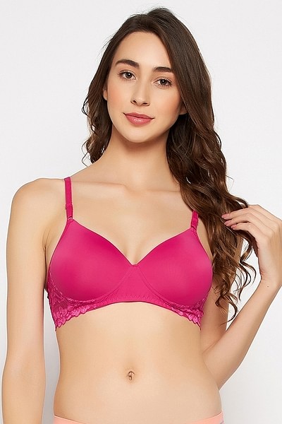 Buy Padded Non-Wired Full Cup T-shirt Bra in Hot Pink Online India