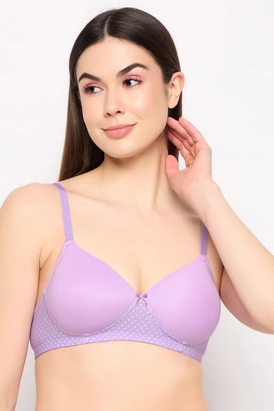 Clovia Padded Non-Wired Full Coverage T-shirt Bra in Lilac