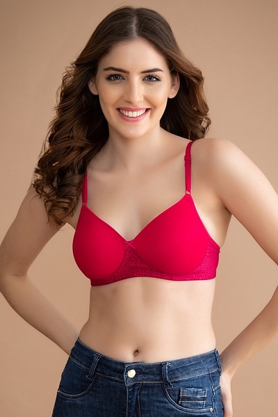 Buy Padded Non-Wired Full Cup T-shirt Bra in Magenta Online India