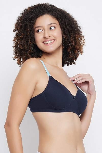 Buy Padded Non-Wired Full Cup Multiway T-shirt Bra in Navy Blue - Cotton  Rich Online India, Best Prices, COD - Clovia - BR1279H08