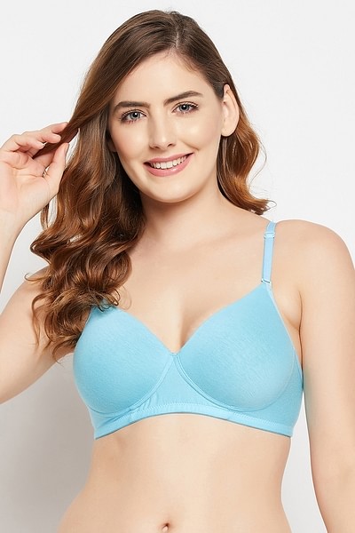 Buy Padded Non-Wired Full Cup Multiway T-shirt Bra in Sky Blue - Cotton  Online India, Best Prices, COD - Clovia - BR1049R03