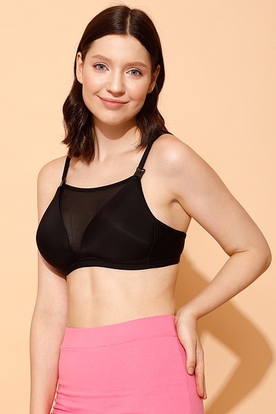 Buy Non-Padded Non-Wired Full Figure Cami-Style Feeding Bra in Black Online  India, Best Prices, COD - Clovia - BR2384R13