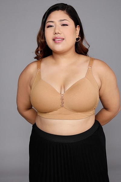 Buy Non-Padded Non-Wired Full Figure T-shirt Bra in Nude Colour