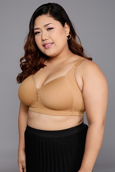 Buy Padded Non-Wired Full Figure T-shirt Bra in Nude Colour