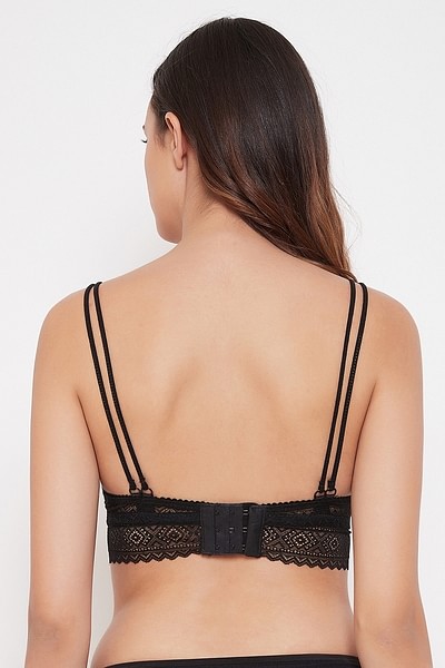 Buy Padded Non-Wired Longline Bralette in Black - Lace Online India, Best  Prices, COD - Clovia - BR1558A13