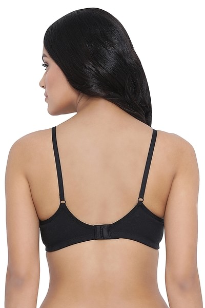 Buy Padded Non-Wired Full Coverage T-Shirt Bra in Black - Cotton