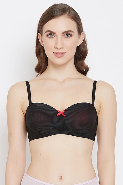 Buy Padded Non-Wired Full Coverage Balconette Bra in Black Online India,  Best Prices, COD - Clovia - BR2081P13