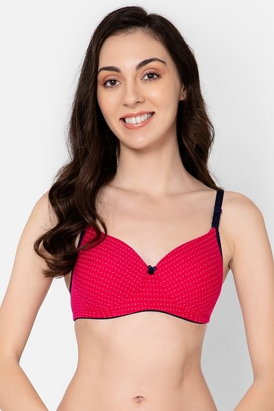 Buy Padded Non-Wired Printed Full Cup Multiway T-shirt Bra in Magenta -  Cotton Online India, Best Prices, COD - Clovia - BR2395V14