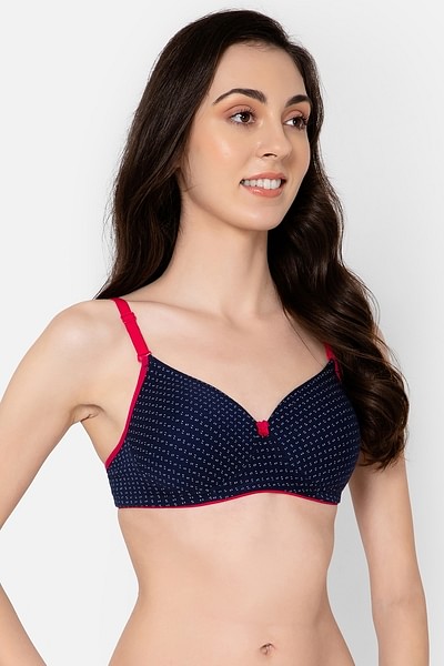 Buy Padded Non-Wired Full Cup Printed Multiway T-shirt Bra in Navy - Cotton  Online India, Best Prices, COD - Clovia - BR2395L08
