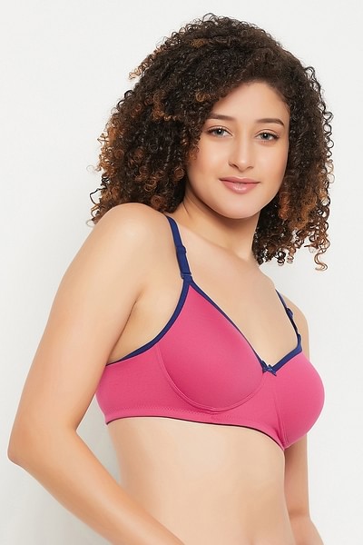 Padded Non-Wired T-Shirt Bra In Hot Pink, Bras :: All Bras Online