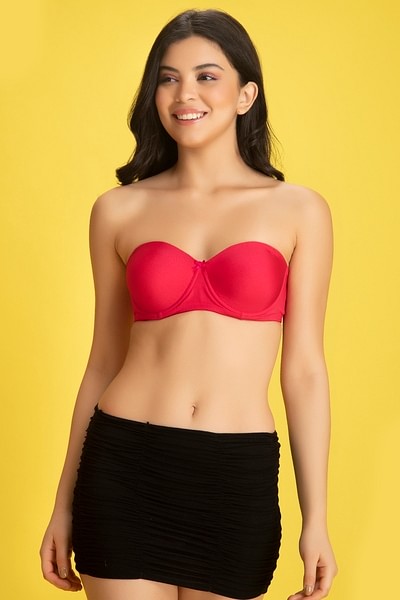 Buy Padded Underwired Demi Cup Balconette Strapless Bra in Dark Pink with  Detachable Straps Online India, Best Prices, COD - Clovia - BR1554P14