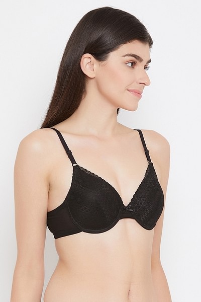 Buy Level 1 Push-Up Non-Wired Demi Cup Bridal Bra in Black Online India,  Best Prices, COD - Clovia - BR1544M13