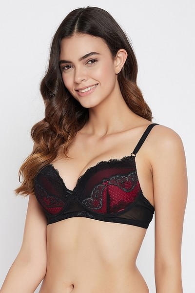 Buy Level 1 Push-Up Underwired Demi Cup Bridal Bra in Black - Lace Online  India, Best Prices, COD - Clovia - BR1947P13