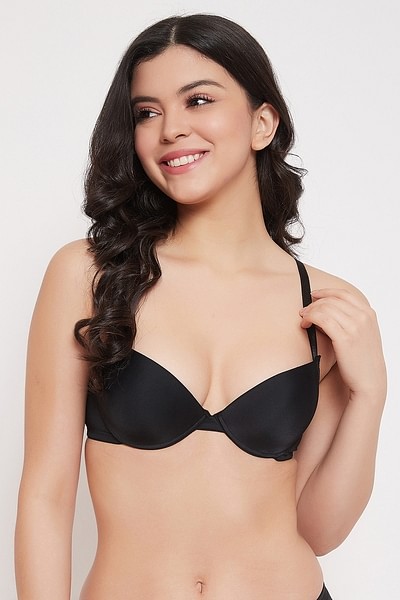 Buy Level 1 Push-Up Underwired Demi Cup Bra in Black Online India