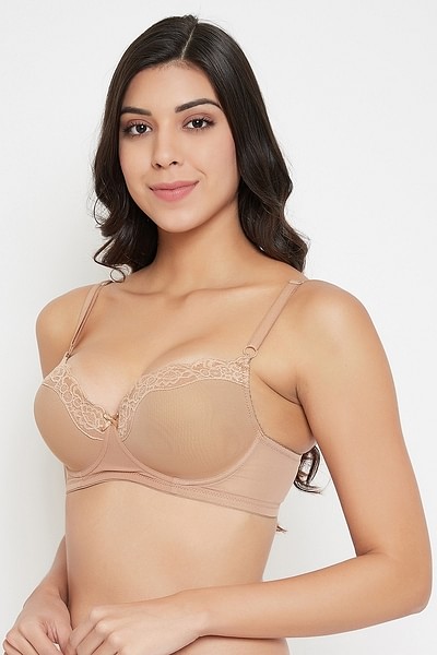 Buy Clovia Women's Lace Level 3 Push-up Underwired Demi Cup