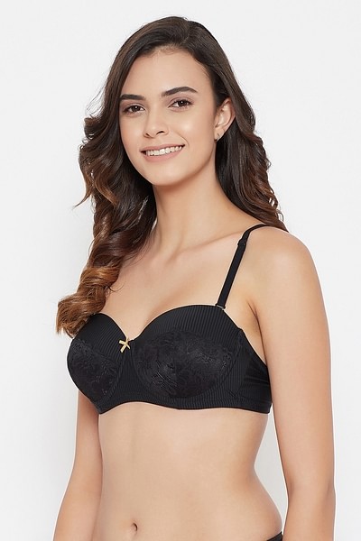 Buy Padded Underwired Demi Cup Multiway Strapless Balconette Bra in Baby  Blue - Lace Online India, Best Prices, COD - Clovia - BR2157G03