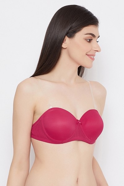 Buy Clovia Women's Cotton Non-Padded Non-Wired Full Cup Multiway Strapless  Balconette Bra (BR0857C22_Pink_40B) at