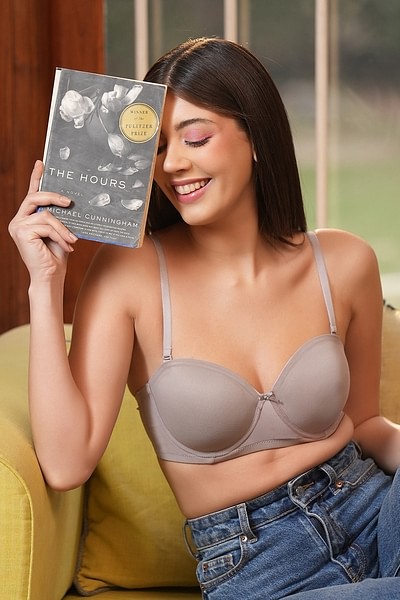 Buy online Grey Solid Push Up Bra from lingerie for Women by