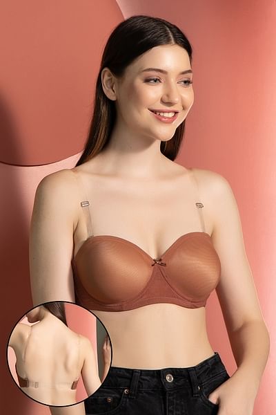 Skin coloured bra shop with clear straps