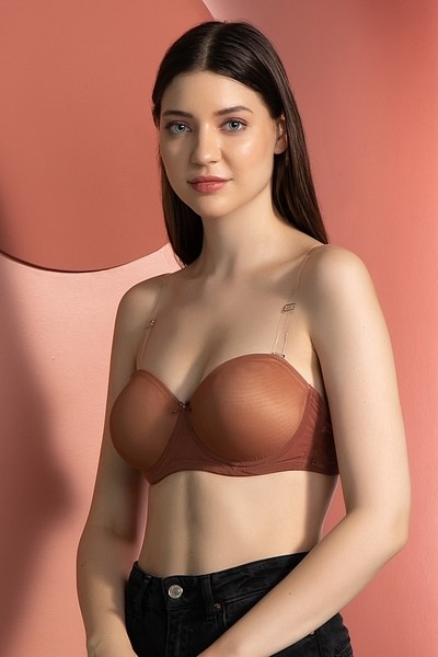 Buy Padded Underwired Full Cup Strapless Balconette Bra in Light Grey  Online India, Best Prices, COD - Clovia - BR1266P01
