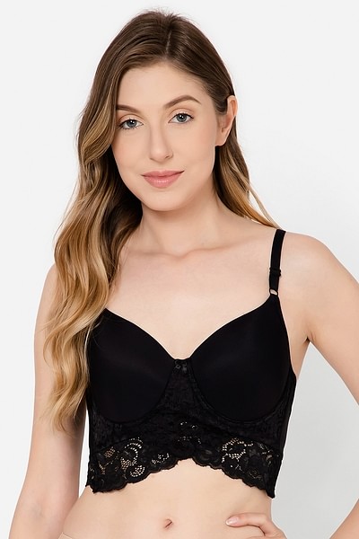 Buy Padded Underwired Full Cup Bralette in Black - Lace Online India, Best  Prices, COD - Clovia - BR2166P13