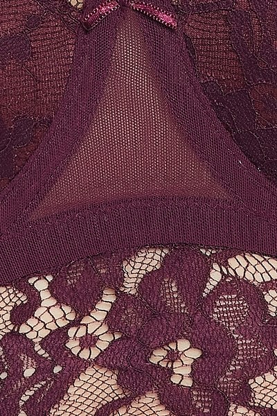 Buy Padded Underwired Full Cup Bralette in Wine Colour - Lace