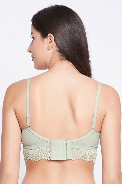 Buy Padded Non-Wired Lace Bralette in Green Online India, Best Prices, COD  - Clovia - BR1558P17